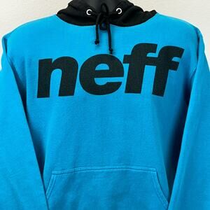 Neff Spellout Hoodie Hooded Sweatshirt Skater Skateboarding Blue Mens M Medium